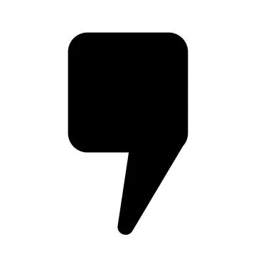 A flat comma icon on a white background. Quotation marks, isolated black vector Stock Illustration
