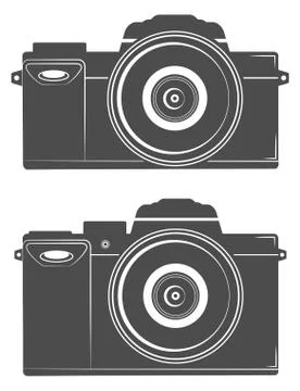 Flat compact camera, photography, big lens Stock Illustration