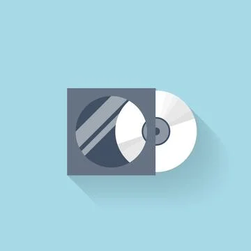 Flat compact disk icon for web. 스톡 일러스트