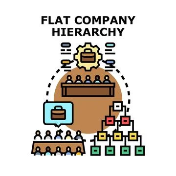 Flat company hierarchy representing modern organizational structure Ilustração Stock