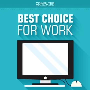 Flat computer on the background with the slogan. Vector illustra 스톡 일러스트