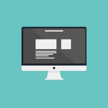 Flat computer design with graph information on screen vecto Stockillustratie