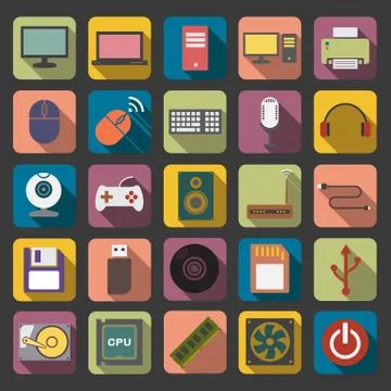 Flat computer icon Stock Illustration