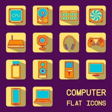 Flat computer icons 스톡 일러스트