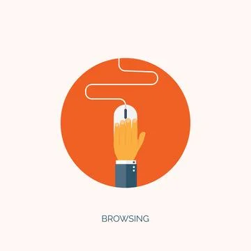 Flat computer mouse icon. Programming concept background. Coding. Stock Illustration