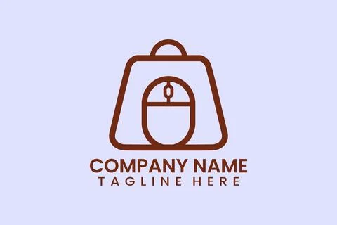 Flat computer mouse shop logo template vector design illustration Stock Illustration