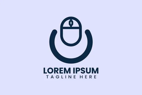 Flat computer mouse switch power logo template vector design illustration Illustrazione stock