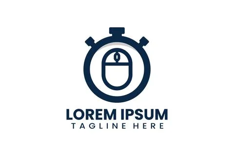 Flat computer mouse time logo template vector design illustration Stock Illustration