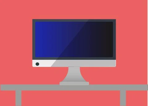 Flat Computer on Pink Background. Vector Illustration. Shadow Screen. Stock Illustration