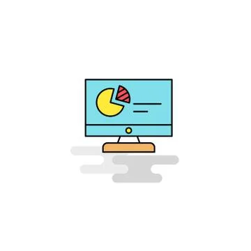 Flat Computer presentation Icon. Vector Stock Illustration