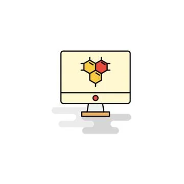 Flat Computer screen  Icon. Vector Illustrazione stock