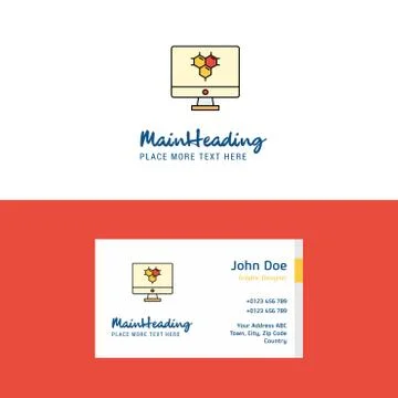 Flat Computer screen  Logo and Visiting Card Template. Busienss Concept Logo  Stock Illustration