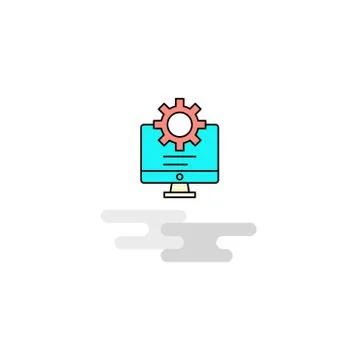 Flat Computer setting  Icon. Vector Stock Illustration