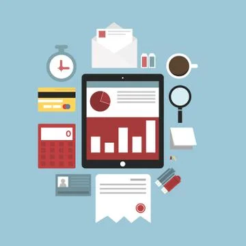 Flat concept of documents for business, vector illustration, eps10 Stock Illustration