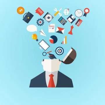 Flat concept education background. Back to school. Distance learning. Study i Stock Illustration