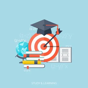 Flat concept education background. Back to school. Distance learning. Study in Stock Illustration