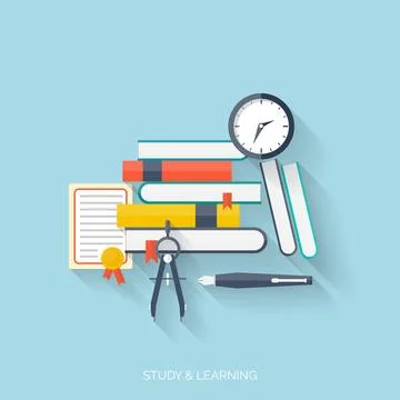 Flat concept education background. Back to school. Distance learning. Study in Stock Illustration