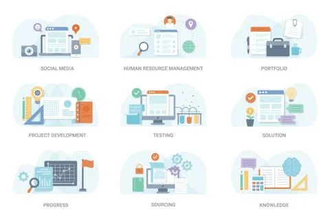 Flat Concept Illustration Bundle Illustrazione stock