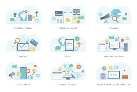 Flat Concept illustration Vector Collection Stock Illustration