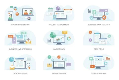 Flat Concept Illustration Vector Pack Stock Illustration