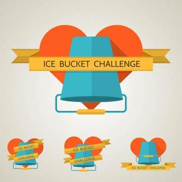Flat concept vector illustration for Ice Bucket Challenge Orange heart wit... 스톡 사진