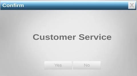 Flat confirm dialog is appearing with Customer Service and Yes or No buttons on Stock Illustration