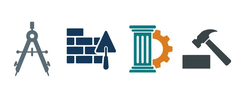 Flat construction and design tools icon set Vector Stock Illustration