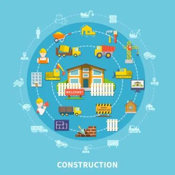 Flat Construction Elements Illustrazione stock