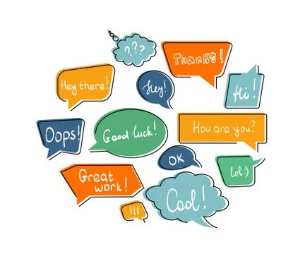 Flat contour speech bubbles Stock Illustration