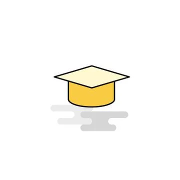 Flat Convocation cap Icon. Vector Stock Illustration