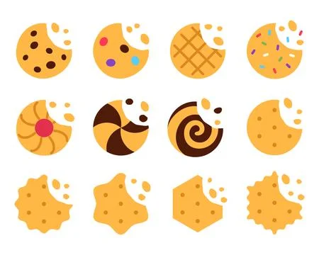 Flat cookies collection on white background. Stock Illustration
