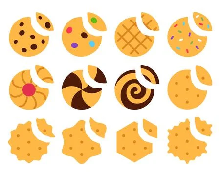 Flat cookies set isolated on white background. Stock Illustration