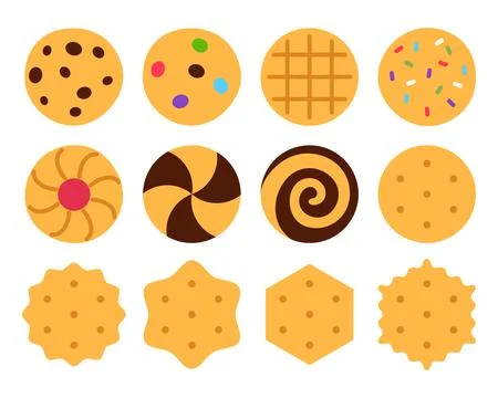 Flat cookies set isolated on white background. Stock Illustration