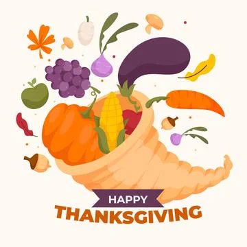 Flat cornucopia illustration Stock Illustration