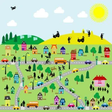 Flat countryside scene Stock Illustration