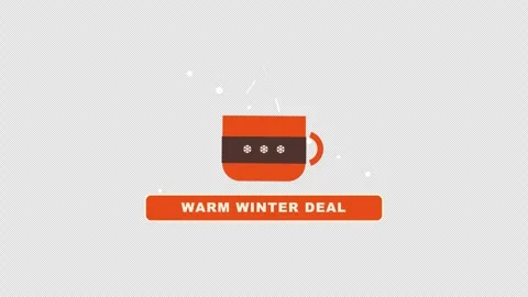 Flat Cozy Winter Coffee Cup With Warm Drink Sticker And Snowflakes Vídeos de archivo 347660704