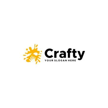 Flat Crafty hand pen brush splash logo design Stock Illustration