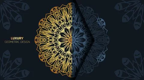 Flat creative gradient luxury color with golden colors mandala background Stock Illustration