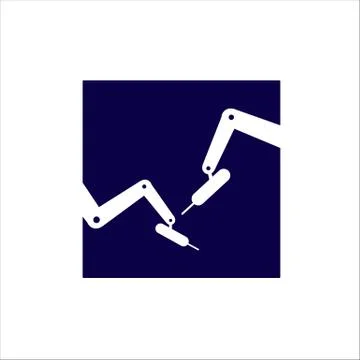 Flat creative robotic surgery logo design vector illustrations Stock Illustration