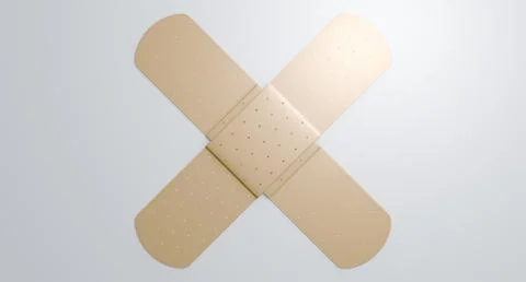 Flat criss crossed plaster on white Stock Illustration