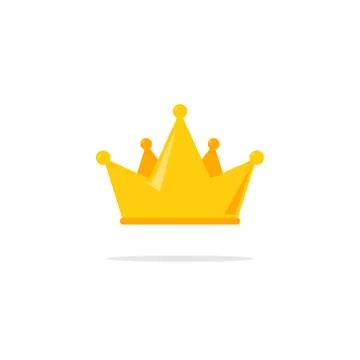 Flat crown king vector icon. Queen princess design crown gold royal corona Stock Illustration