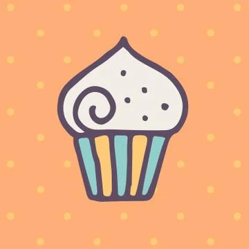 Flat cupcake icon Stock Illustration