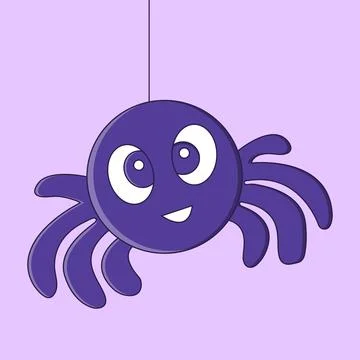 Flat cute hanging spider concept illustration Stock Illustration