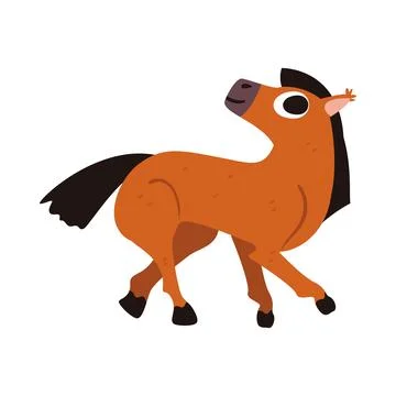 Flat cute horse Stock Illustration