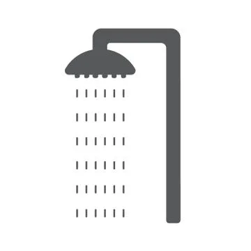 Flat cyan and shower icon with water drops Illustrazione stock