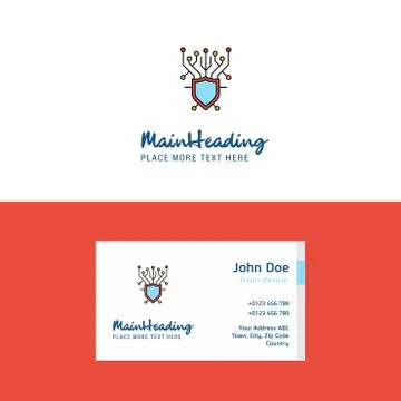 Flat Cyber security  Logo and Visiting Card Template. Busienss Concept Logo D Stock Illustration
