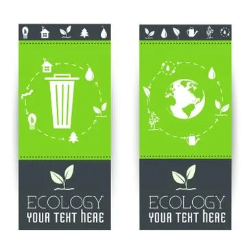 Flat cycle eco leaf vertical banners concept. Vector illustration design Stock Illustration