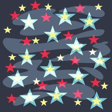 Flat dark background with stars vector illustration Stock Illustration