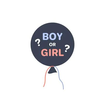 Flat dark blue balloon with text boy or girl. Stockillustratie