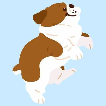 Flat dark brown colored British Bulldog jumping side view Stock Illustration